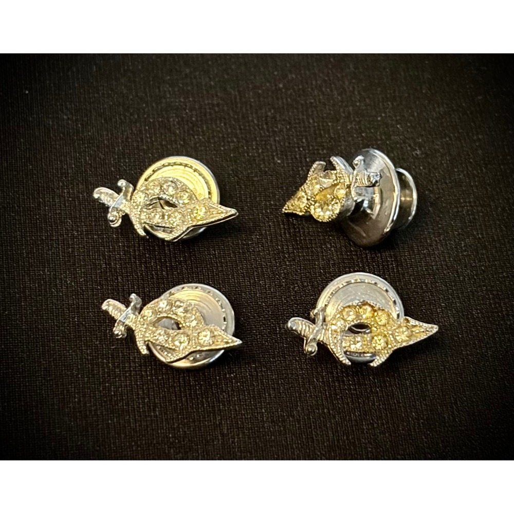 Vintage Shriners Scimitar Rhinestone Pins Lot - 1940s Screw Post & Modern Clutch